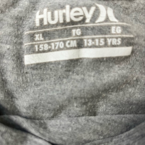 HURLEY Tropical Palm Print Logo Tee With Scoop Neck & Cap Sleeves Grey 13-15Y - Picture 7 of 9